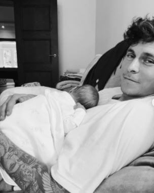 Maja Nilsson Lindelof husband Victor Lindelof with their newborn Baby Francis in October.